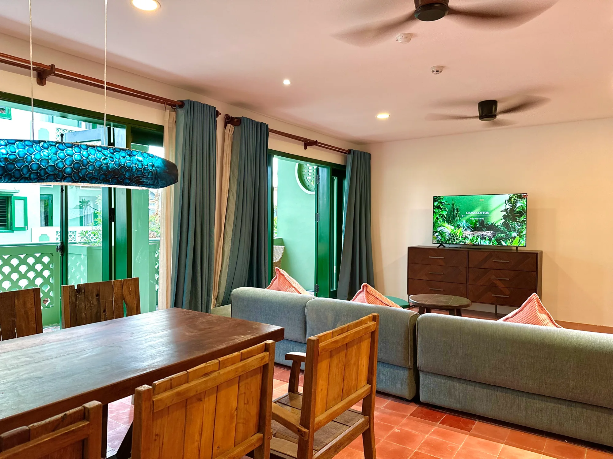 Living Room at 3 Bedroom Apartment at Hùa Collective at Tan Thanh beach